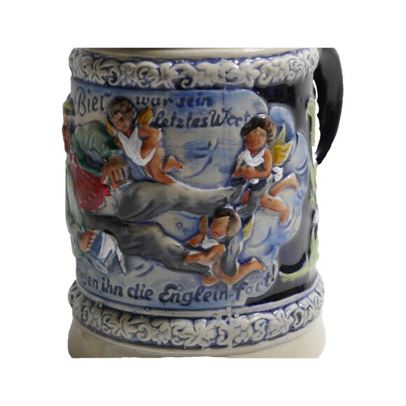 Gilles & Bohn Original Lidded Beer Stein w/Angels & Flowers  West Germany - Picture 6 of 12